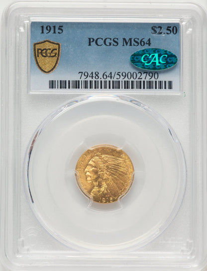 1915 $2.50 CAC Indian Quarter Eagle PCGS MS64