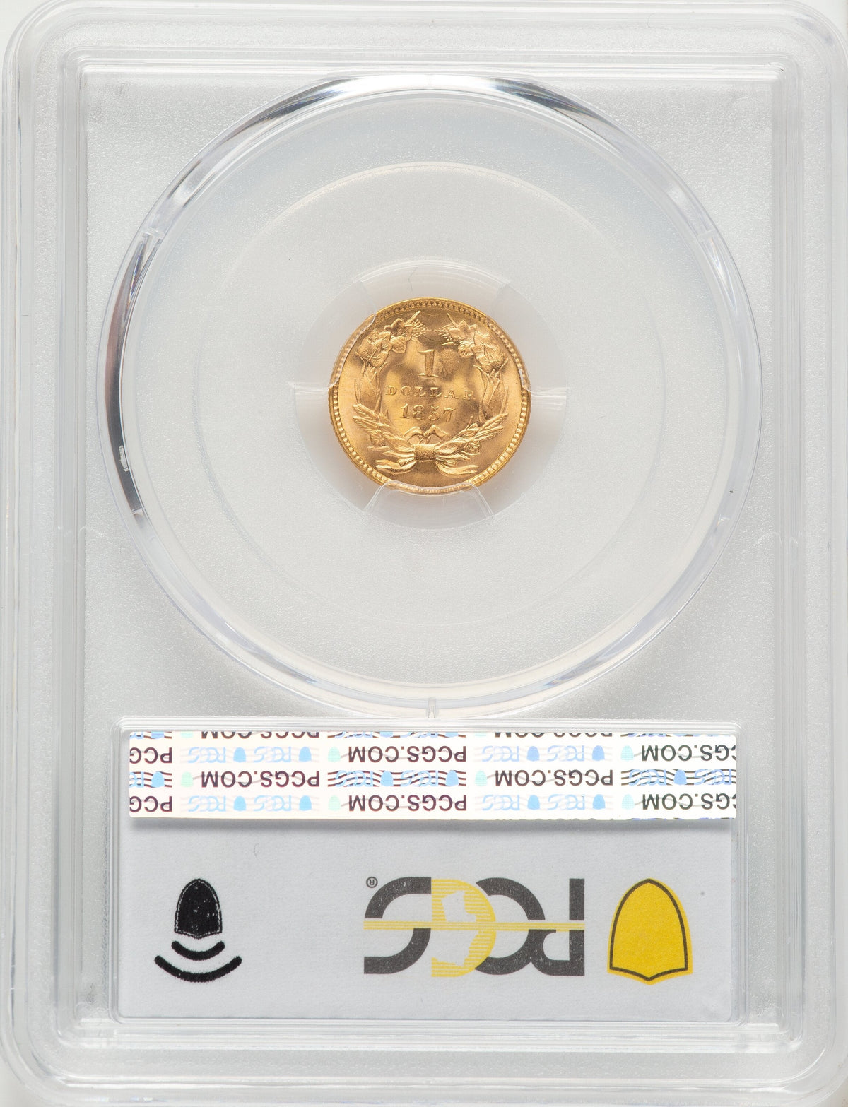 1857 G$1 CAC Gold Dollar PCGS MS67+
