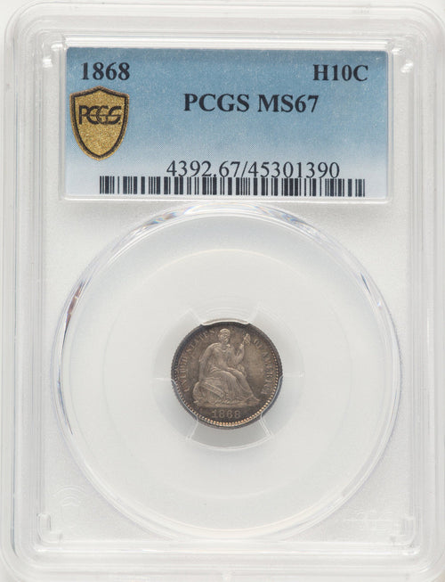 1868 H10C Seated Half Dime PCGS MS67