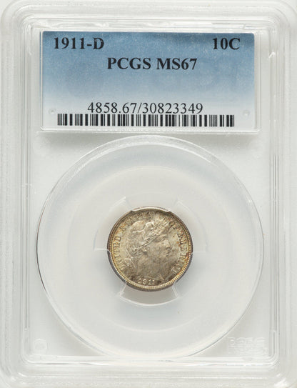 1911-D 10C Barber Dime PCGS MS67