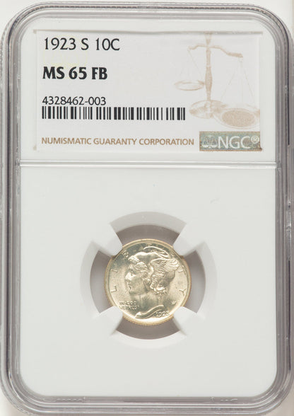 1923-S 10C FB Mercury Dime NGC MS65