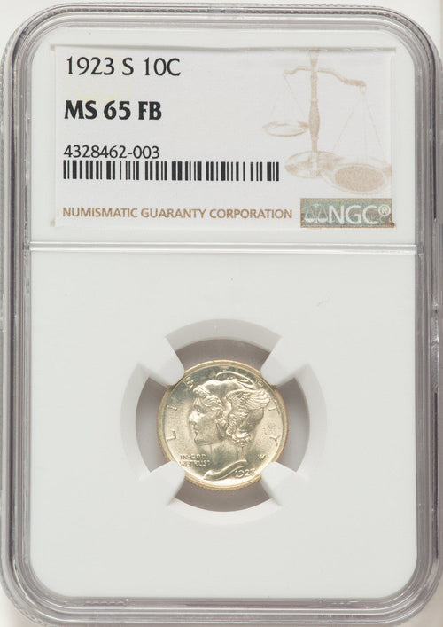 1923-S 10C FB Mercury Dime NGC MS65