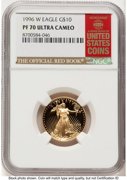 1996-W Proof Gold Eagle 1/4 oz Red Book NGC PF70