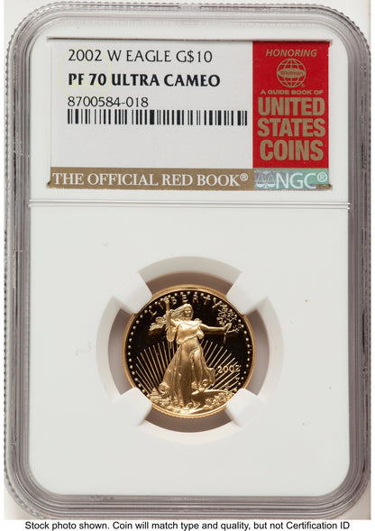 2002-W Proof Gold Eagle 1/4 oz Red Book NGC PF70