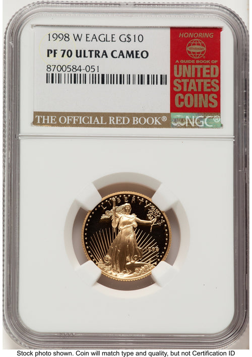 1998-W Proof Gold Eagle 1/4 oz Red Book NGC PF70