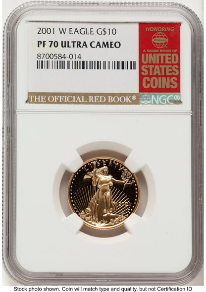2001-W Proof Gold Eagle 1/4 oz Red Book NGC PF70
