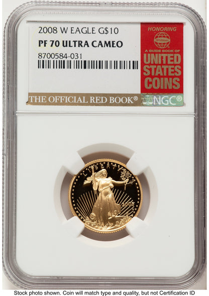 2008-W Proof Gold Eagle 1/4 oz Red Book NGC PF70