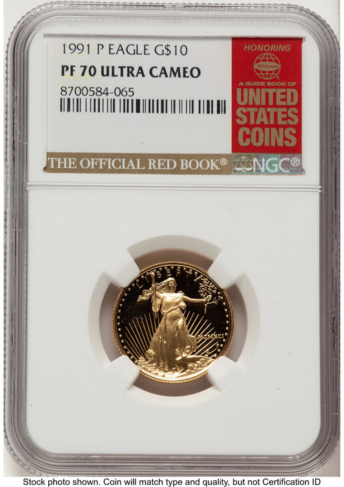 1991-P Proof Gold Eagle 1/4 oz Red Book NGC PF70
