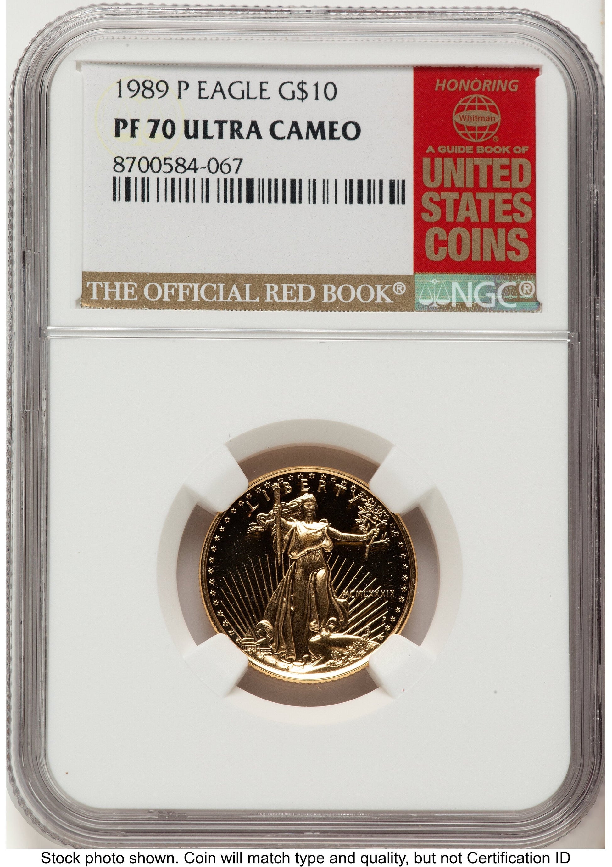 1989-P Proof Gold Eagle 1/4 oz Red Book NGC PF70