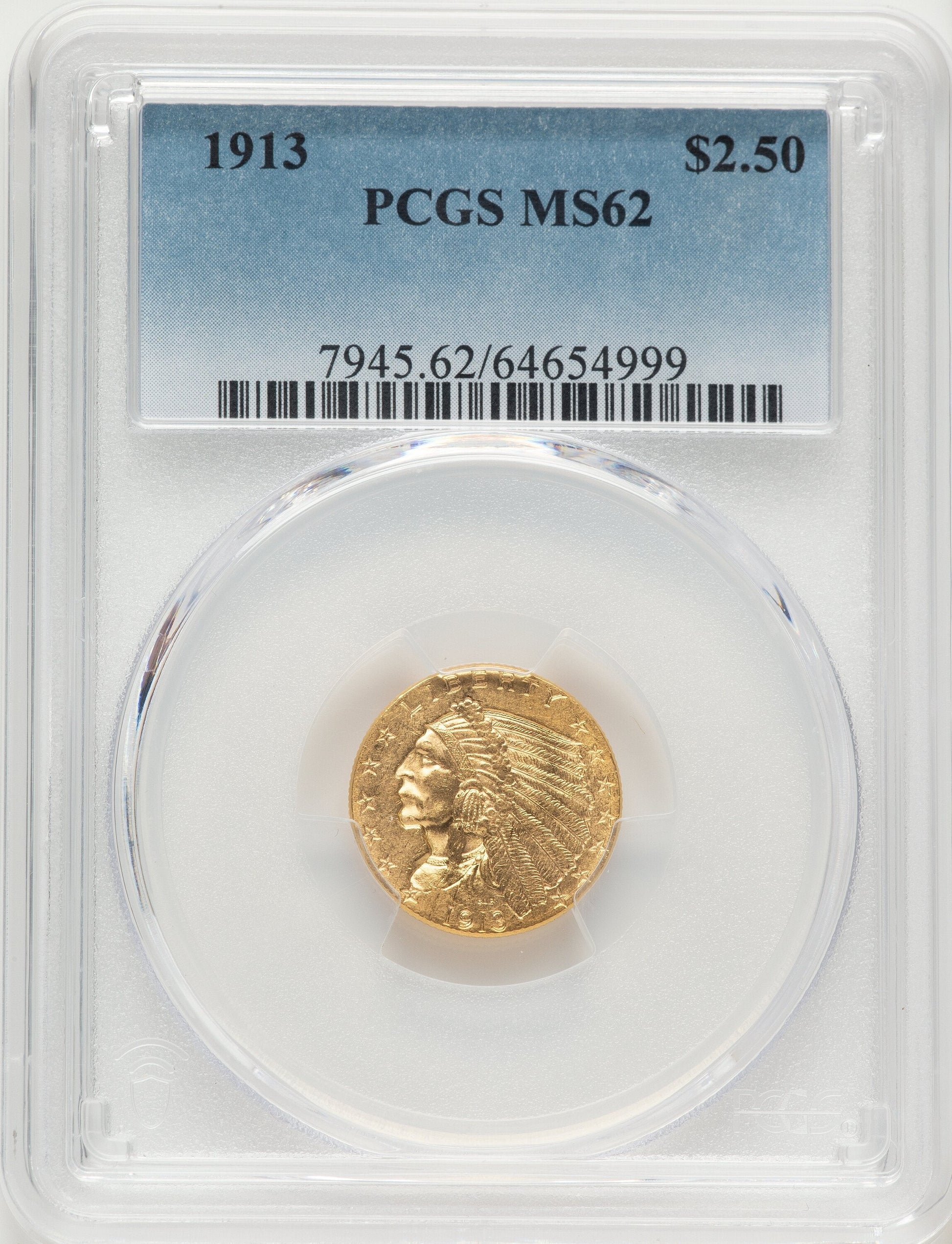 1913 $2.50 Indian Quarter Eagle PCGS MS62