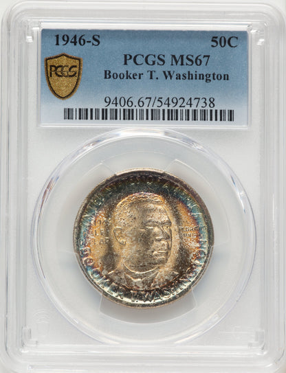 1946-S 50C Booker T. Washington Commemorative Silver PCGS MS67