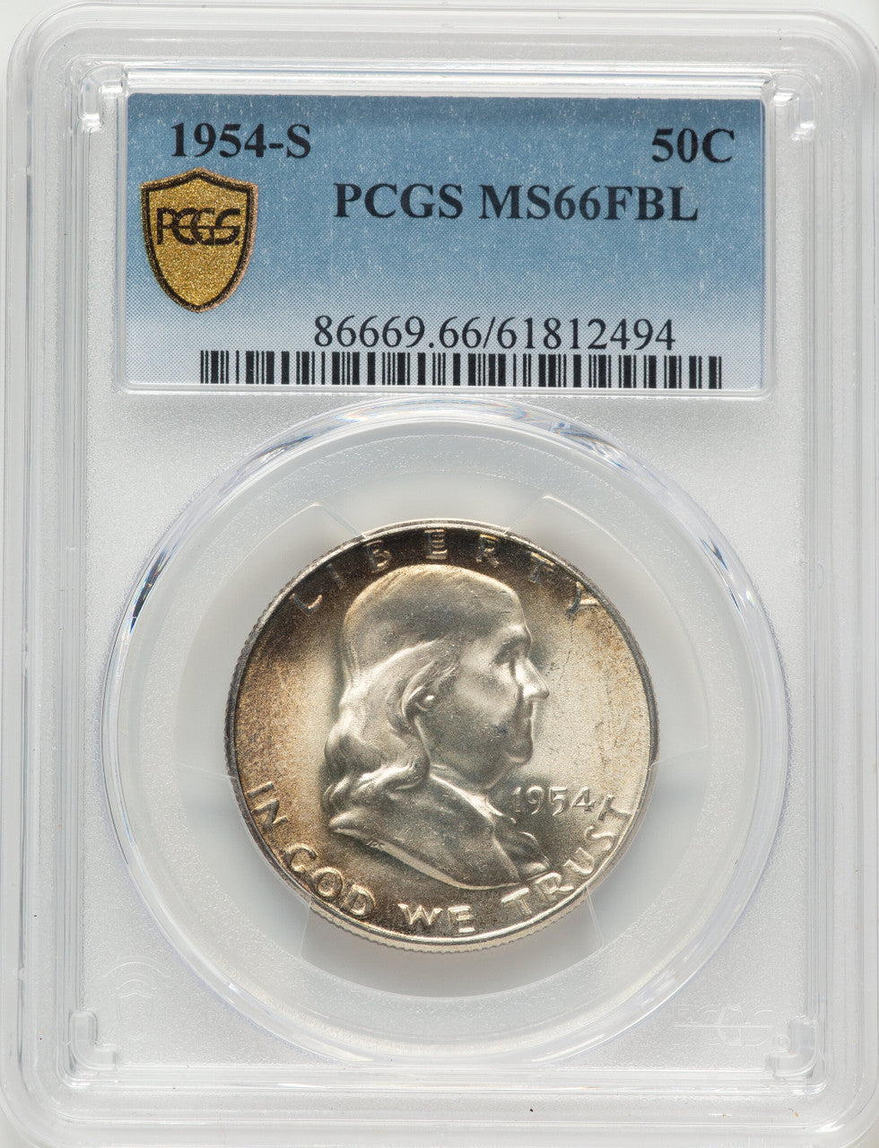 1954-S 50C FL Franklin Half Dollar PCGS MS66