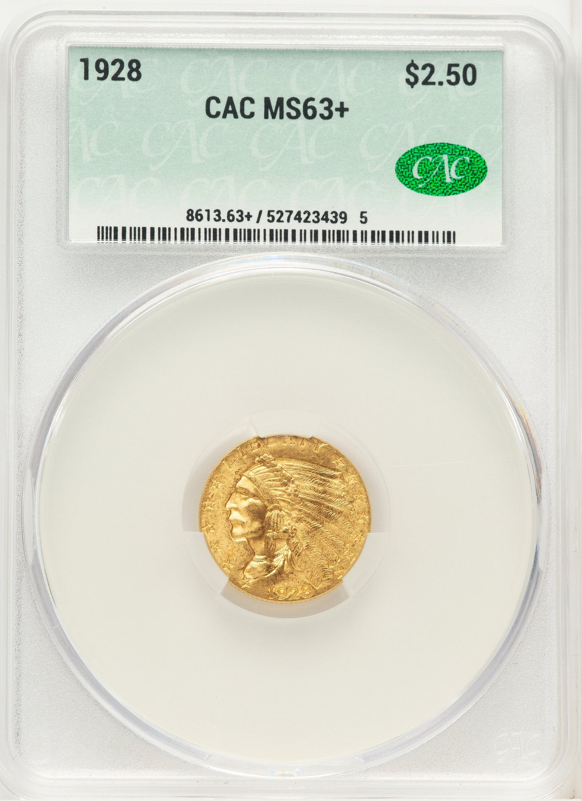 1928 $2.50 CACG Plus Indian Quarter Eagle CACG MS63+