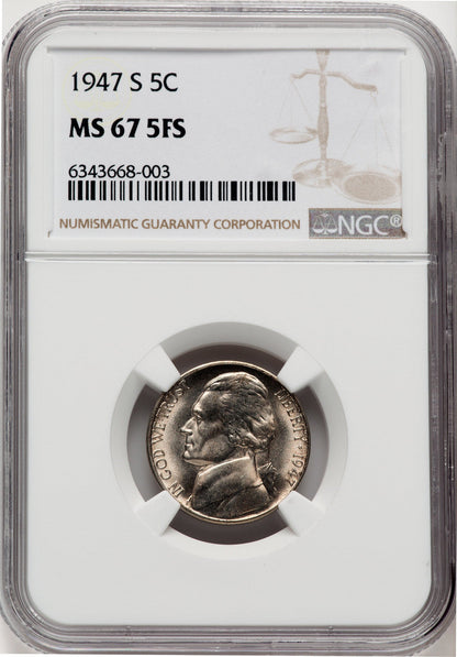 1947-S 5C FS Jefferson Nickel NGC MS67