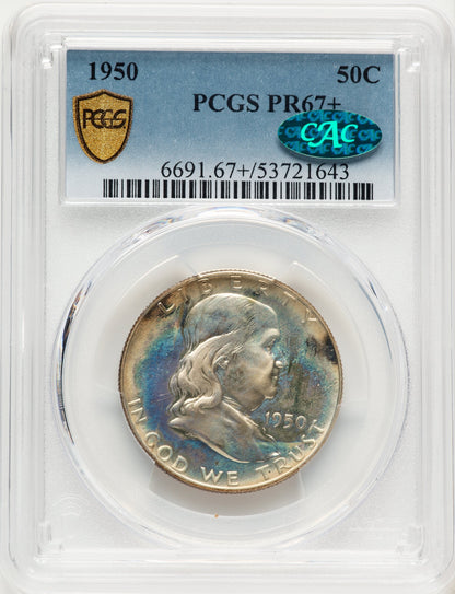 1950 50C CAC Proof Franklin Half Dollar PCGS PR67+