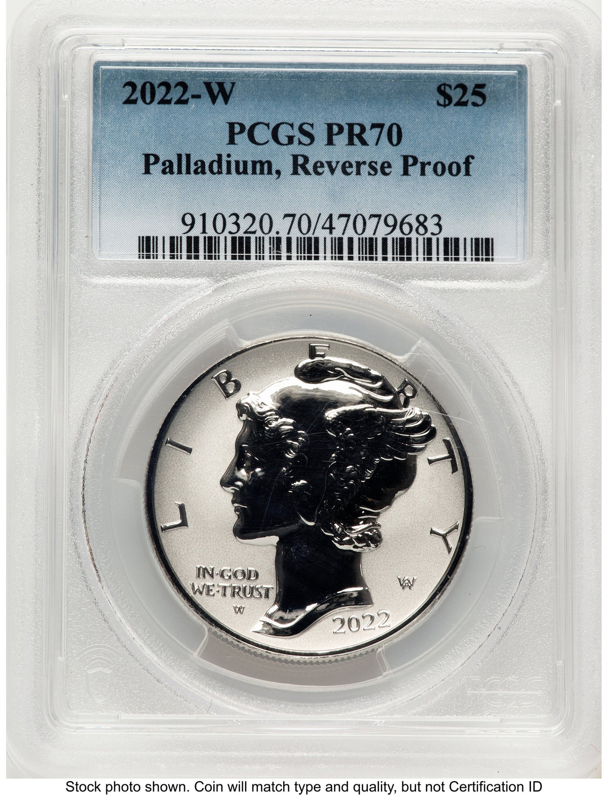 2022-W Palladium Eagle 1 oz REV Blue Gradient PCGS PR70