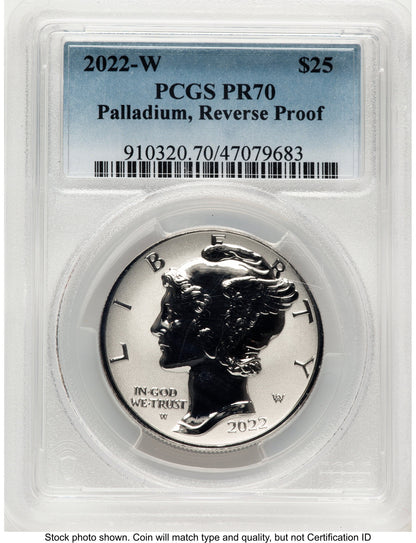 2022-W Palladium Eagle 1 oz REV Blue Gradient PCGS PR70