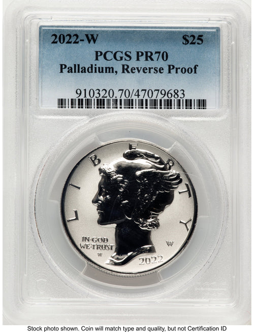 2022-W Palladium Eagle 1 oz REV Blue Gradient PCGS PR70