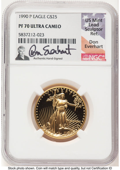 1990-P Proof Gold Eagle 1/2 oz Don Everhart NGC PF70
