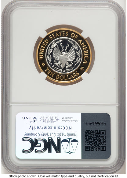 2000-W $10 Library of Congress Bi-Metallic Gold 0.2509 oz and Platinum 0.2509 oz Don Everhart Modern Issues NGC PF70