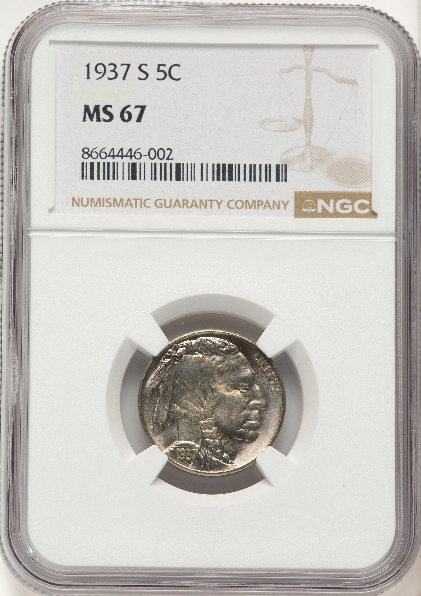 1937-S 5C Buffalo Nickel NGC MS67