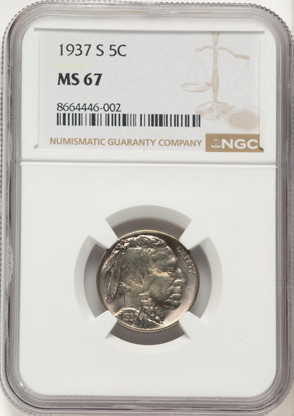 1937-S 5C Buffalo Nickel NGC MS67