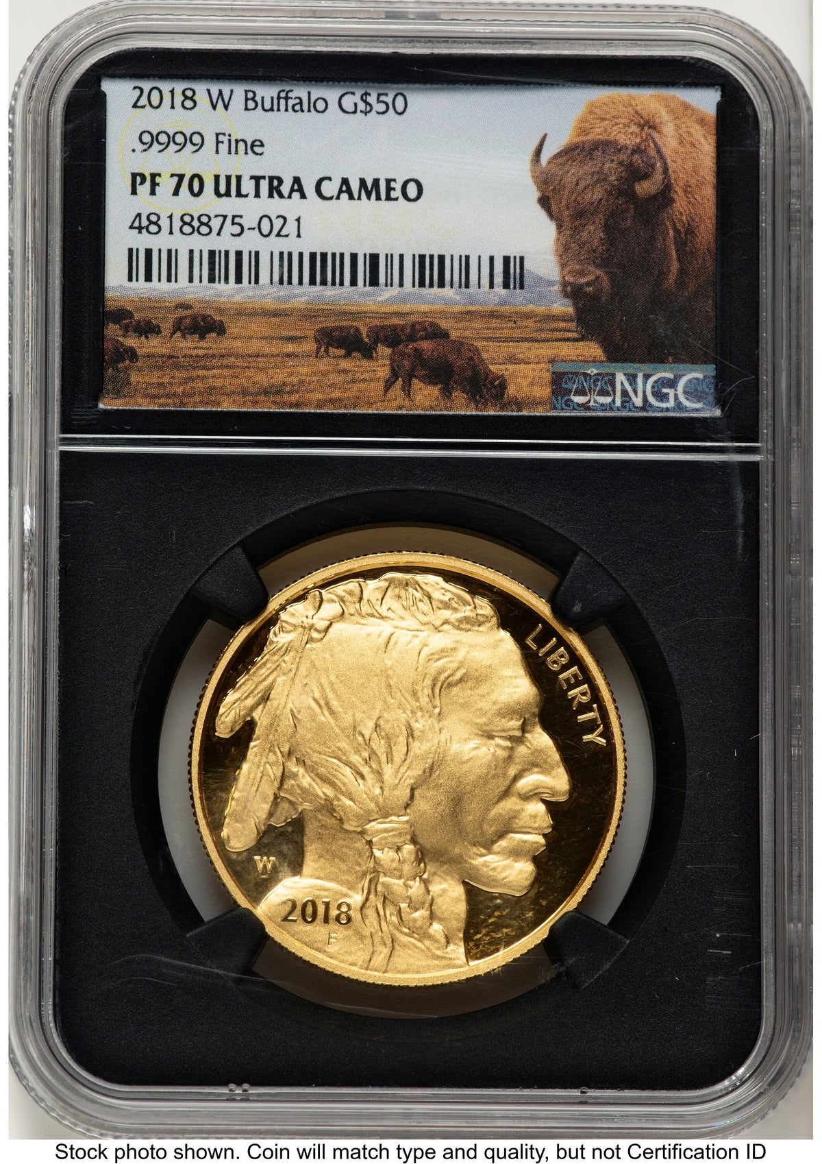 2018-W Proof Gold Buffalo 1 oz Bison Label NGC PF70