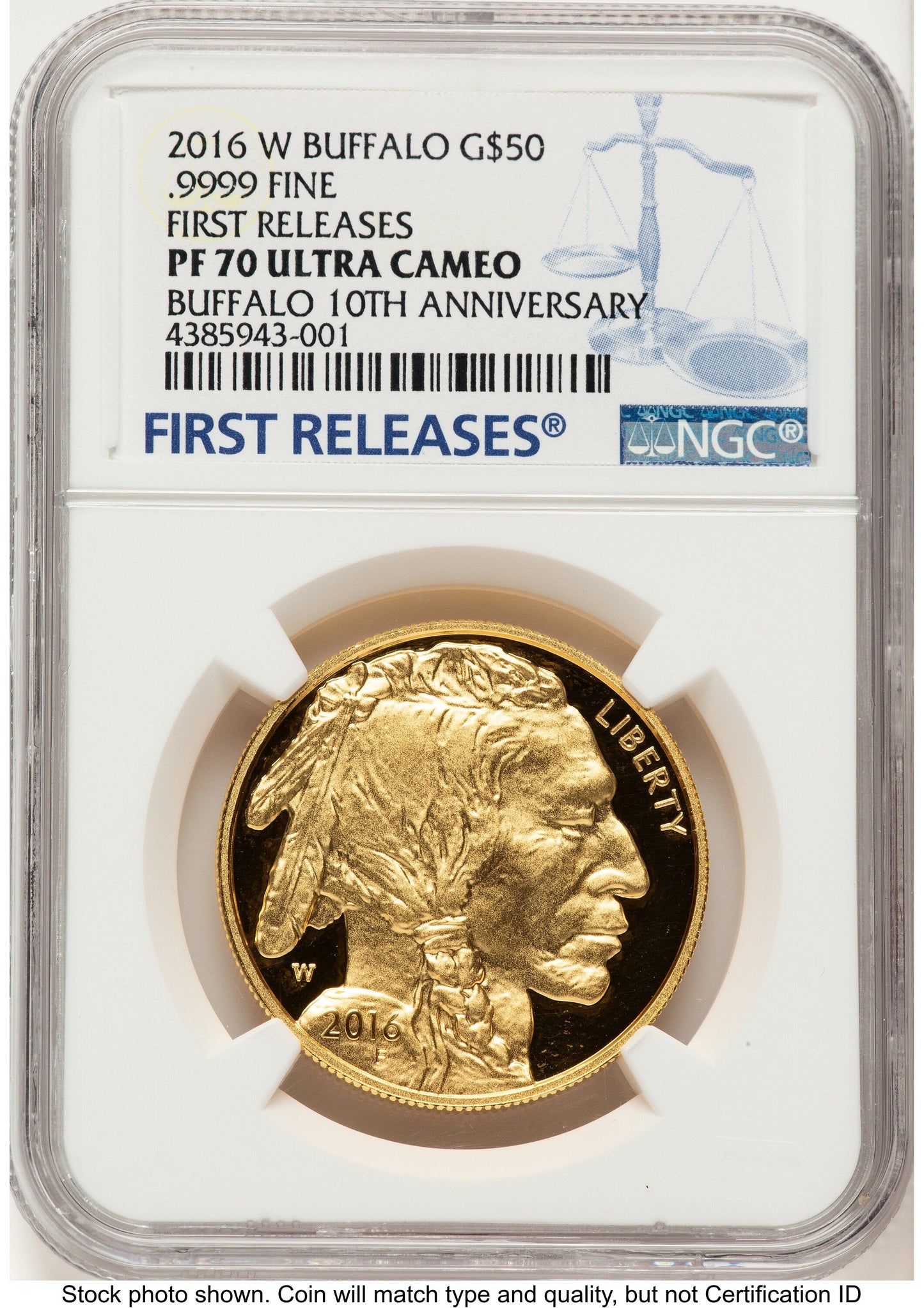 2016-W Proof Gold Buffalo 1 oz FR Blue NGC PF70