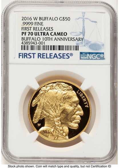 2016-W Proof Gold Buffalo 1 oz FR Blue NGC PF70