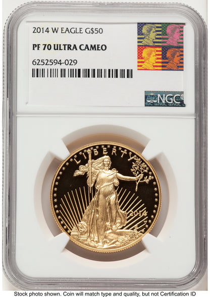 2014-W Proof Gold Eagle 1 oz Reagan Bust Art NGC PF70