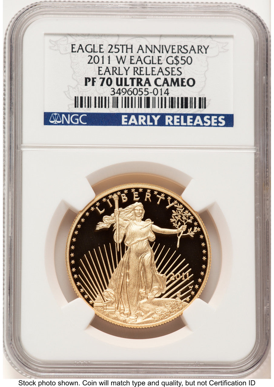 2011-W Proof Gold Eagle 1 oz ER Blue NGC PF70