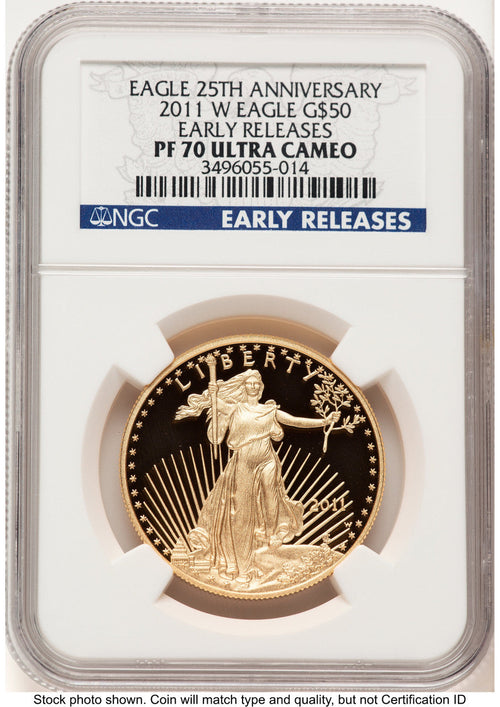 2011-W Proof Gold Eagle 1 oz ER Blue NGC PF70