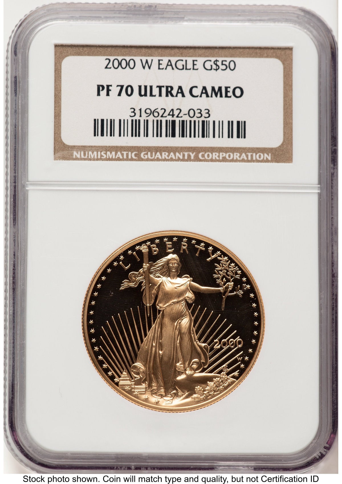 2000-W Proof Gold Eagle 1 oz Brown Label NGC PF70
