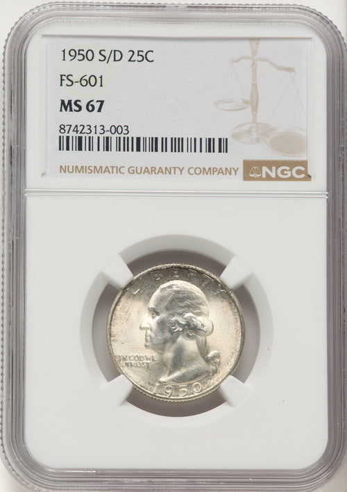 1950-S/D 25C Washington Quarter NGC MS67