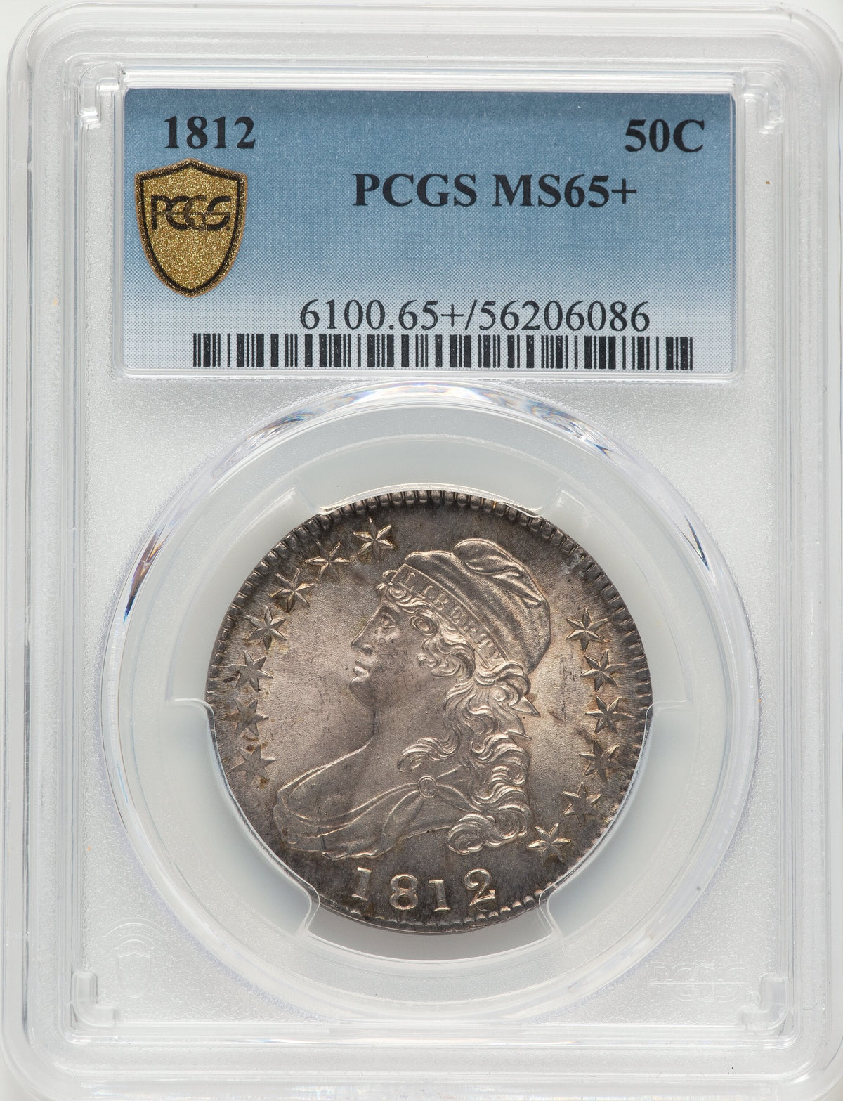 1812 50C Large 8 Bust Half Dollar PCGS MS65+