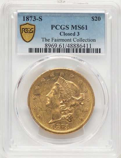 1873-S $20 Closed 3 Liberty Double Eagle PCGS MS61