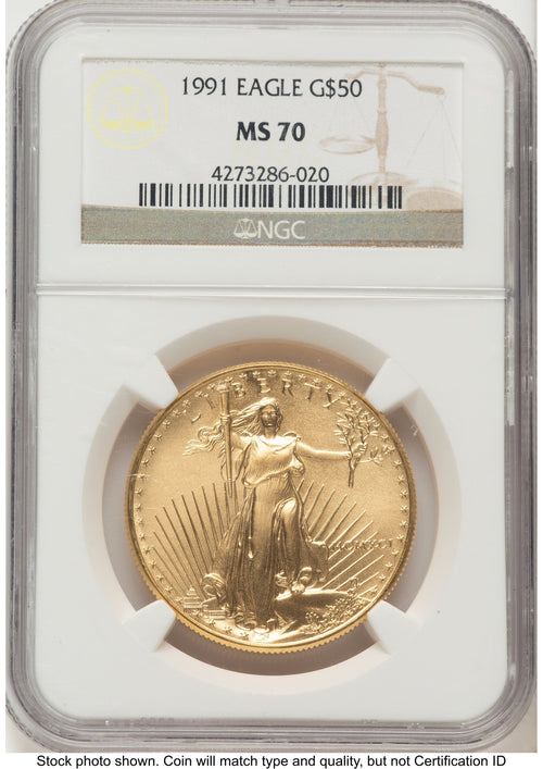 1991 Gold Eagle 1 oz Brown Label NGC MS70