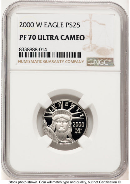 2000-W Proof Platinum Eagle 1/4 oz Brown Label NGC PF70