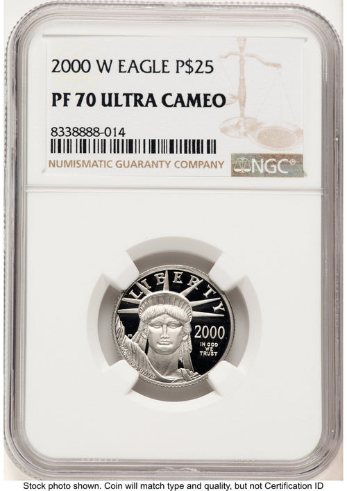 2000-W Proof Platinum Eagle 1/4 oz Brown Label NGC PF70