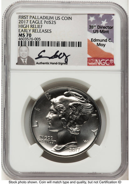 2017 Palladium Eagle 1 oz ER Flag NGC MS70 Ed Moy