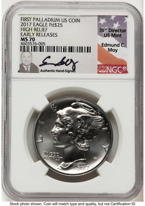 2017 Palladium Eagle 1 oz ER Flag NGC MS70 Ed Moy