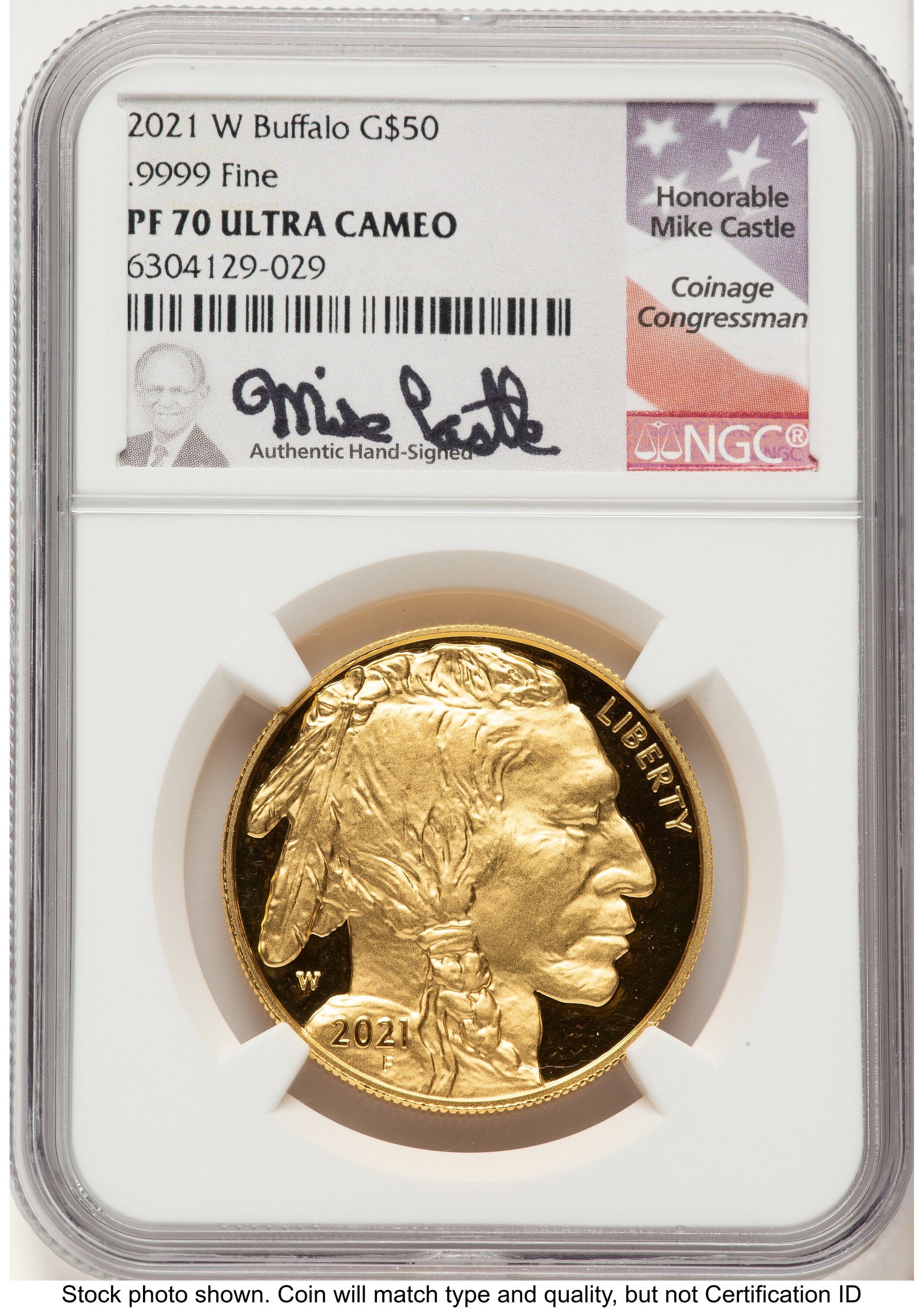2021-W Proof Gold Buffalo 1 oz Mike Castle NGC PF70