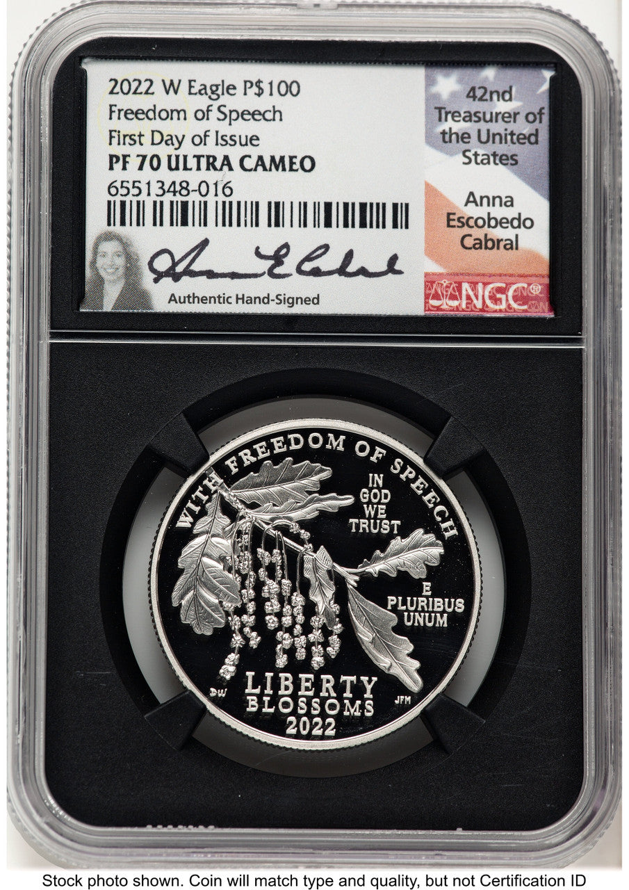 2022-W Proof Platinum Eagle 1 oz FDI Anna Cabral NGC PF70