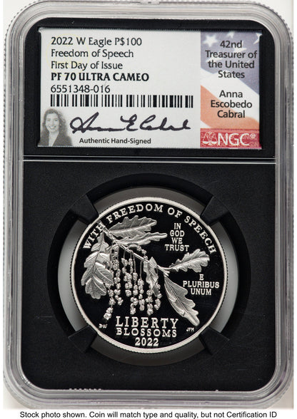 2022-W Proof Platinum Eagle 1 oz FDI Anna Cabral NGC PF70