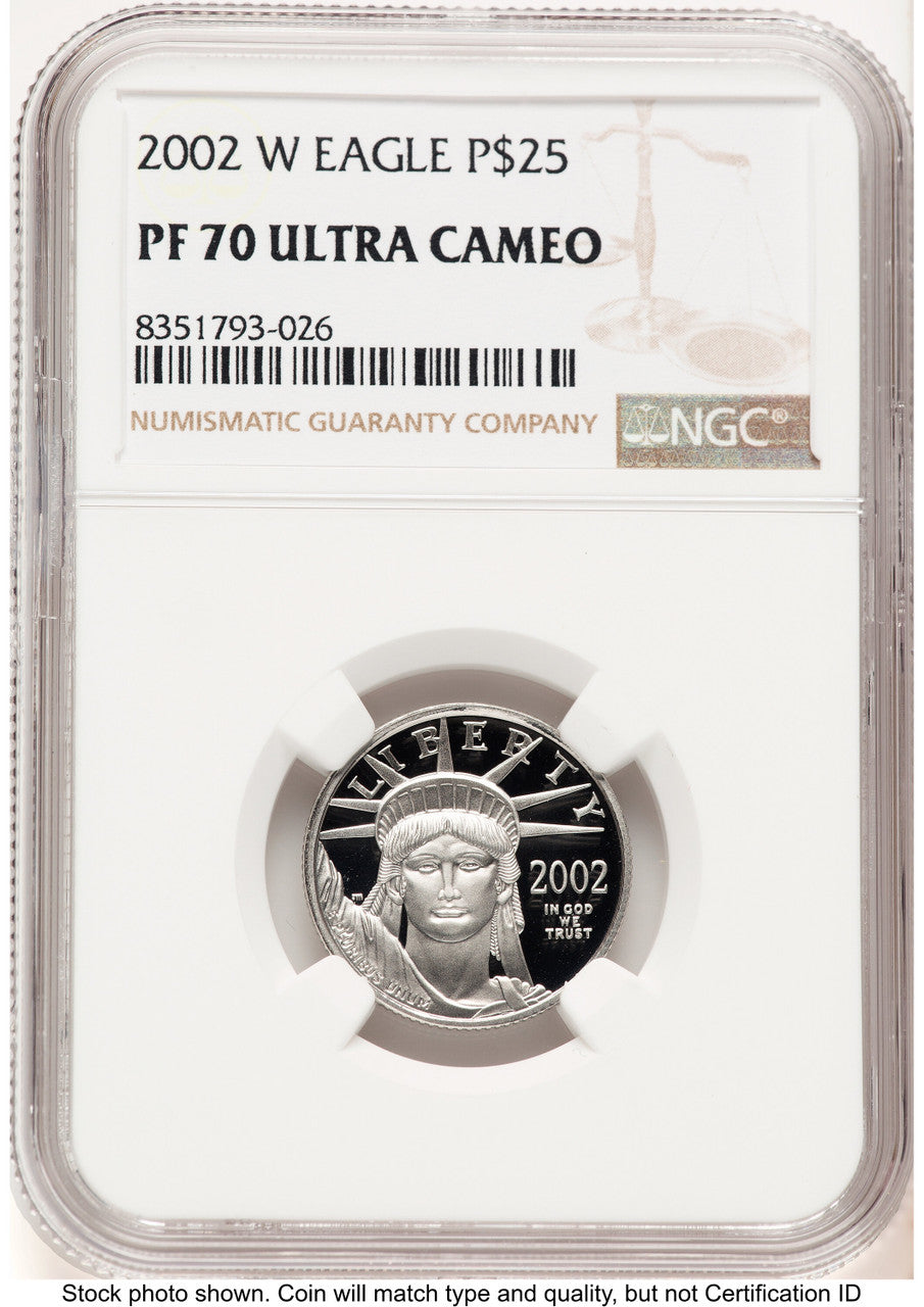 2002-W Proof Platinum Eagle 1/4 oz Brown Label NGC PF70