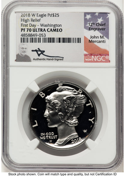 2018-W Palladium Eagle 1 oz FDI John Washington NGC PF70 Mercanti
