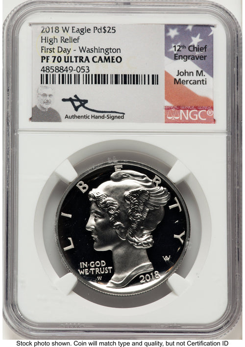 2018-W Palladium Eagle 1 oz FDI John Washington NGC PF70 Mercanti
