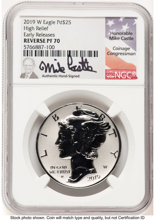 2019-W Palladium Eagle 1 oz REV ER Mike Castle NGC PF70