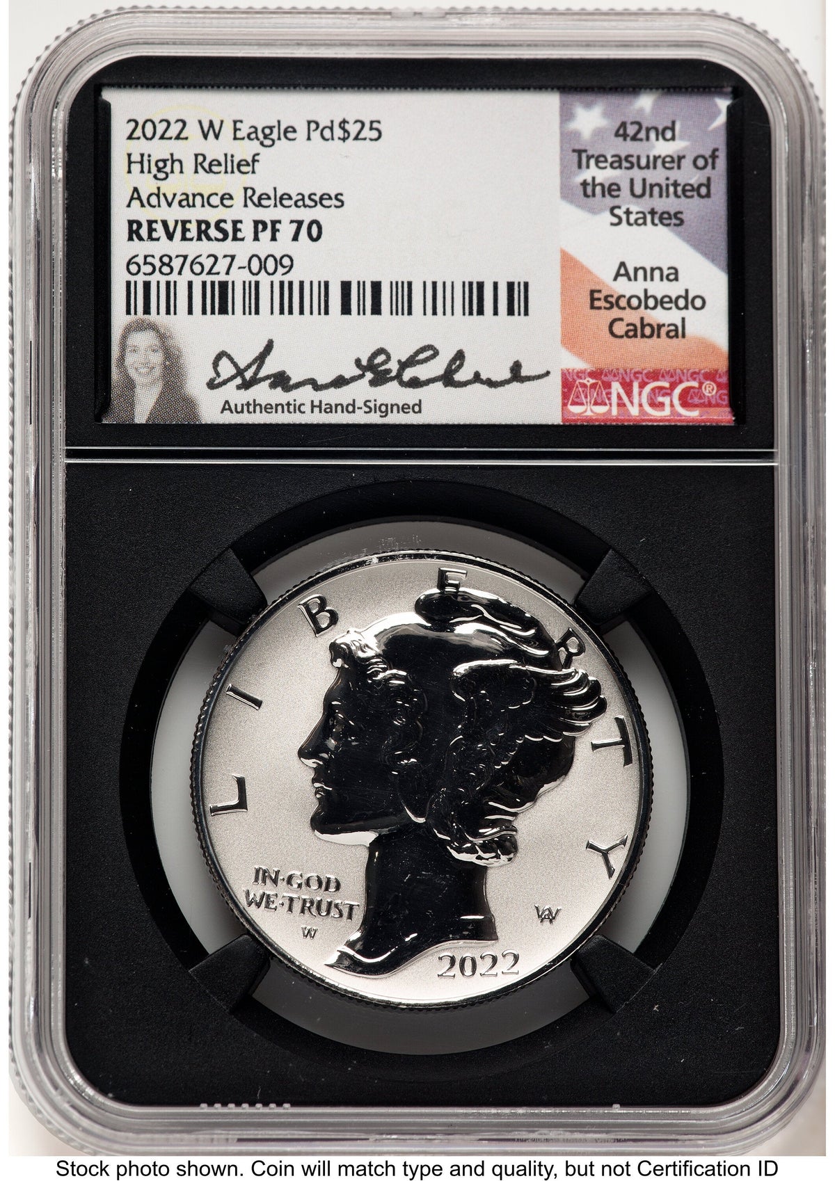 2022-W Palladium Eagle 1 oz REV AR Anna Cabral NGC PF70