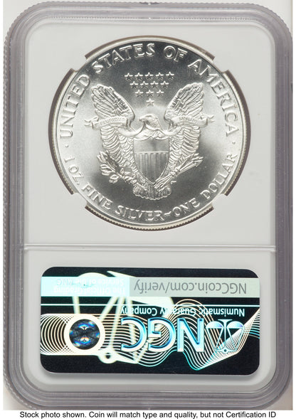 1986-(S) Silver Eagle Early Production Miles Standish Coin World's Top 10 Most Influential Label NGC MS70